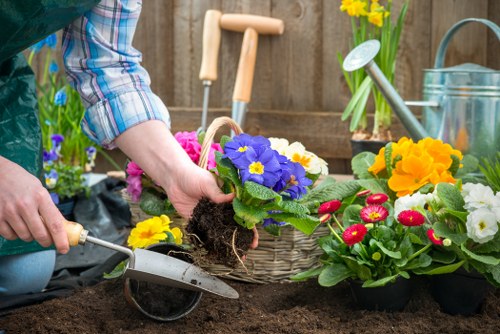 Front garden design ideas for Sevensisters landscaping with shrubs and pathways